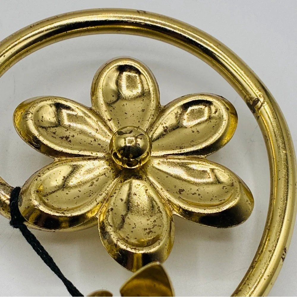 Vintage MCM Brass Candle Holder Artistic Wire Mid Century Floral Centerpiece